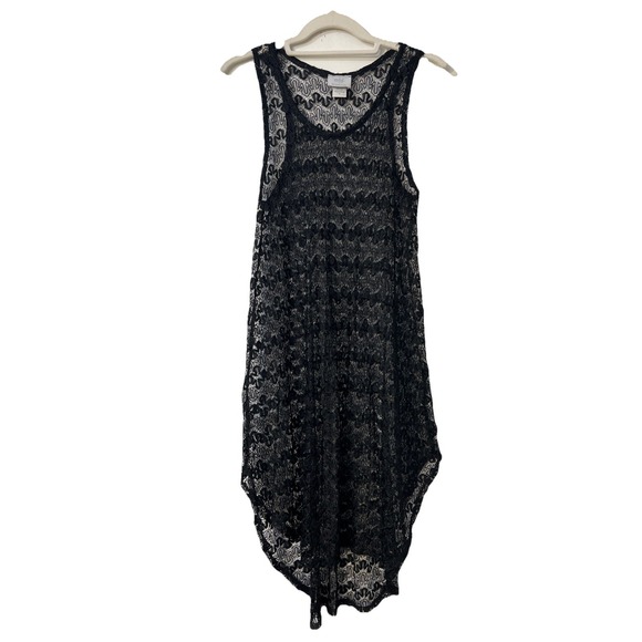 Elif by Jordan Taylor Dresses & Skirts - Elif Beachwear Swimsuit Dress Sz L Sleeveless See-through Black Lace High Low